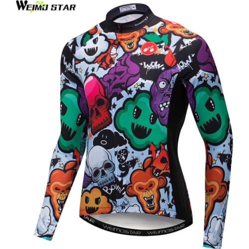 Weimostar Grimace Cycling Jersey Autumn Long Sleeve Men Bicycle Clothing Maillot Ciclismo Spring MTB Bike Jersey 3D Cycling Wear