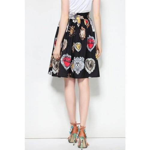 New Arrival High Quality Runway Fashion High Waisted Skirts Womens 2019 Summer Fashion Diamond Print Casual Plus Size Skirt