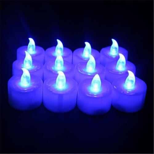 12pcs/pack Battery Operated Creative Cosplay Purple LED Tea Light Candles Flickering Flashing Flameless Candle For Halloween
