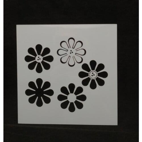 13*13 Five Flower Layering Stencils for Diy scrapbook/photo album Decorative Embossing coloring,painting stencil,home decor