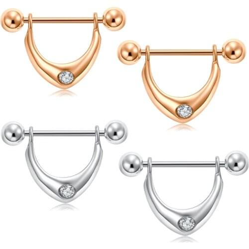14 G nipple ring barbell U-shaped ring stainless steel tongue-shaped nipple ring, used for jewelry body piercing