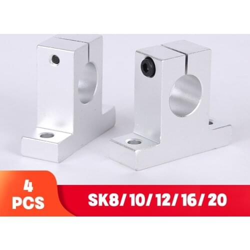 4pcs SK8 8mm SK10 10mm SK12 12mm SK16 16mm SK20 20mm Shaft Support Linear Shaft Support Linear Rod CNC Router
