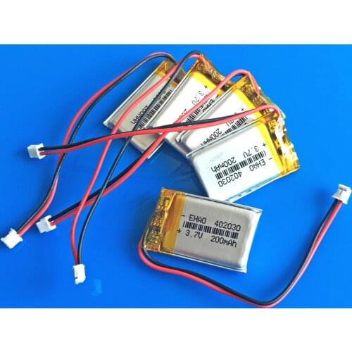 5 pcs Polymer lithium Lipo battery rechargeable 3.7V 200mah 402030 JST 1.5mm customized CE FCC ROHS MSDS quality certification