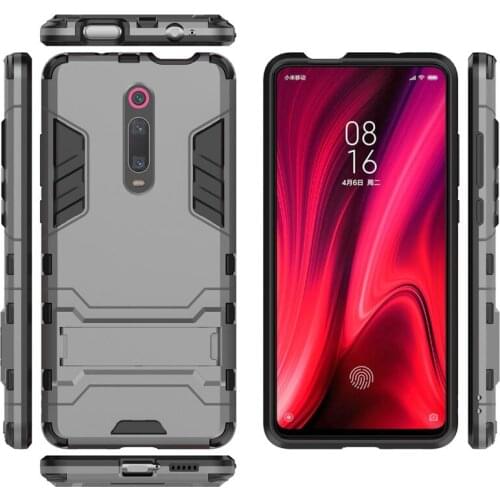 50pcs/lot Hybrid Kickstand Case For Xioami Redmi K20 Pro / 9T Pro 2 in 1 PC+TPU Stand Armor Rugged Shell Coque