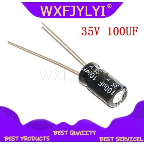 50PCS Higt quality 35V 100UF 6*12mm 100UF 35V 6.3*12 Electrolytic capacitor