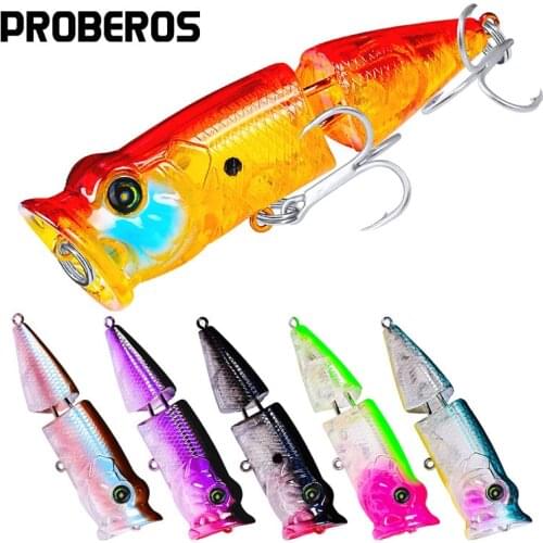 8Pcs 8cm/11.5g Topwater Fishing Lure Whopper Popper Artificial Bait Hard Plopper Swing Tail Fishing Tackle Fishing Bait Peche