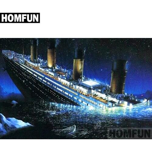 HOMFUN Full Square/Round Drill 5D DIY Diamond Painting "Titanic ship" Embroidery Cross Stitch 5D Home Decor Gift A02133