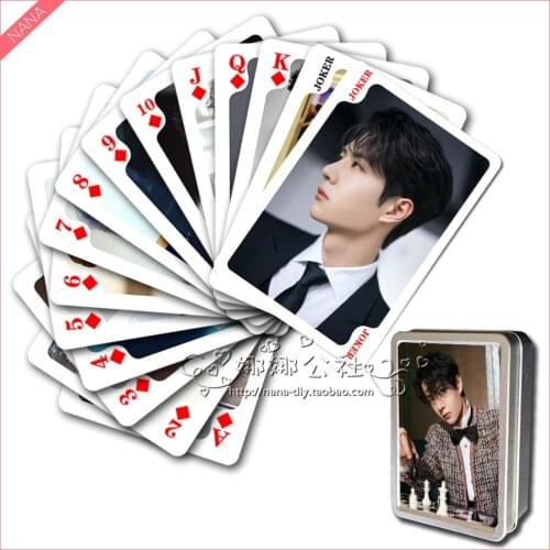 Anime The Untamed Wang Yibo Paper Poker Desk Cosplay Cartoon Playing Cards Board Creative Toys Xmas Gifts