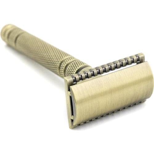Double Edge Safety Razor Shaving Razor Bronze Manual Razor Classic Long Anti Slip handle Wholesale 80PCS/LOT Lyrebird NEW