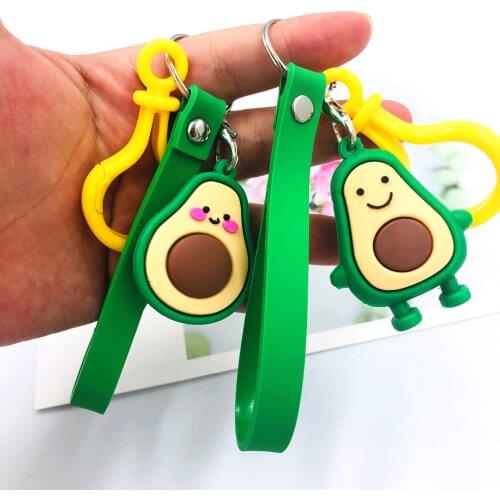 Keychain Fashion Simulation Fruit Avocado Smile-shaped 3D Soft Resin Avocado Key Chains Jewelry Fashion Wedding Party Gift
