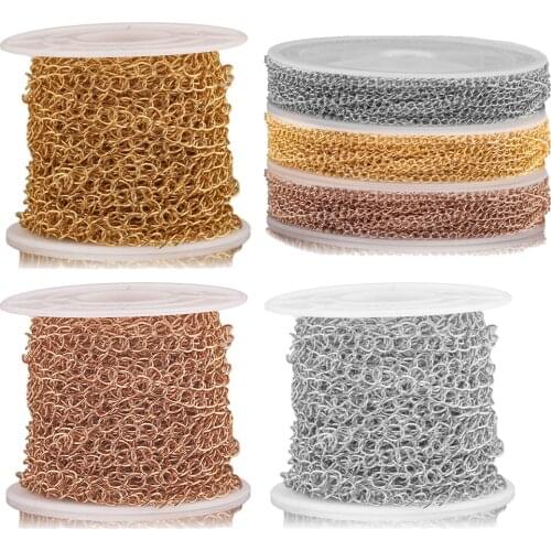 10m Roll 2.5 3 4mm Stainless Steel Gold Bracelet Necklace Chains Extension Chain DIY Jewelry Making Supplies Wholesale Items