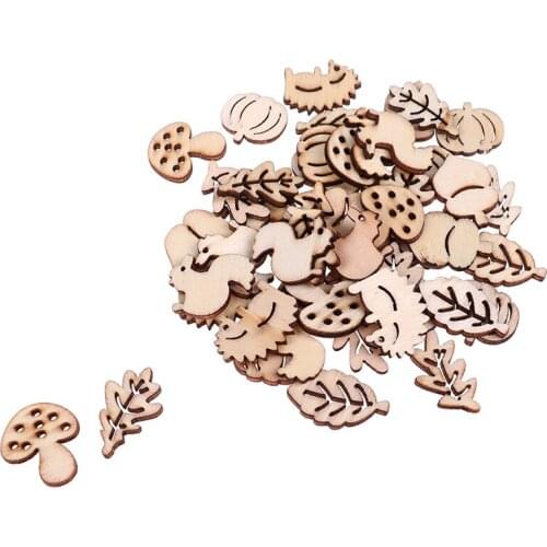 50Pcs/Pack Animal Squirrel Leaves Wooden Craft Handmade Embellishment Scrapbook Laser Cut Ornaments Handmade Wooden Piece
