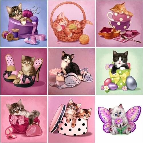 DIY 5D Diamond Painting Lovely Cat Diamond Art Embroidery Animal Cross Stitch Rhinestone Full Round/Square Drill Home Decor Gift