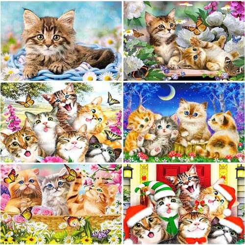 Full Square/Round Drill 5D DIY Diamond Painting Cat Cross Stitch Diamond Embroidery Animals Rhinestones Picture Home Decor Gift