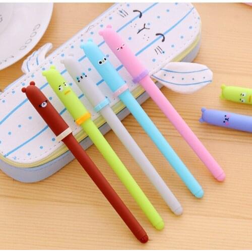1 PCS New Lovely Korean Creative Animal Expression Cap Gel Pens For School Supplies Kids Novelty Gift Stationery