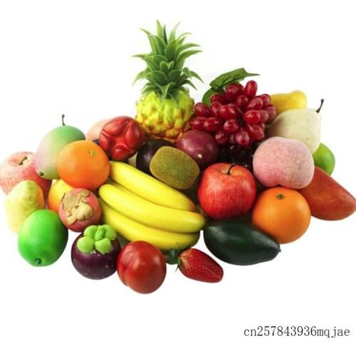 100 Pcs Artificial Fruits Plastic Fake Fruit Simulation Fake Peaches Pear Kitchen Pretend Fruit Photography Props