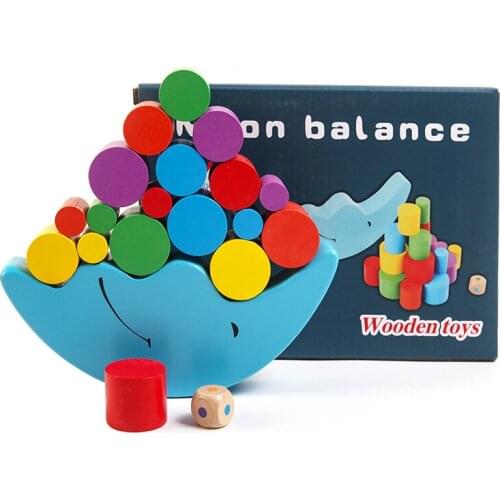 Creative Wood Toy Moon Balance Game Balancing Blocks Play Games Colorful Montessori Educational Toys Gift