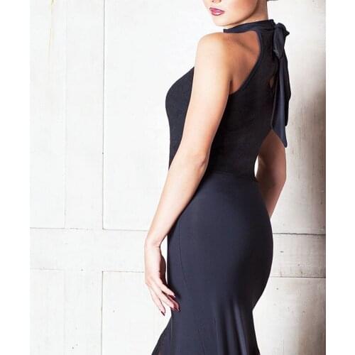 Latin dance turtle neck lace sleeveless top Modern dance practice top T17004 halter neck top