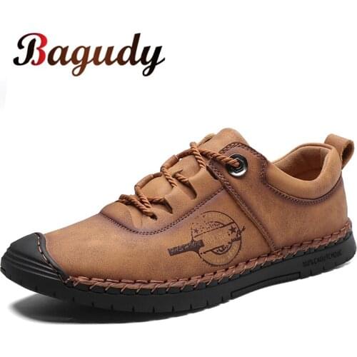 2019 Brand New Casual Lace Up Shoes Men Leather Walking Boat Shoe Loafers Moccasins Flats Shoes Hot Sale Fashion Man Shoes 38-46