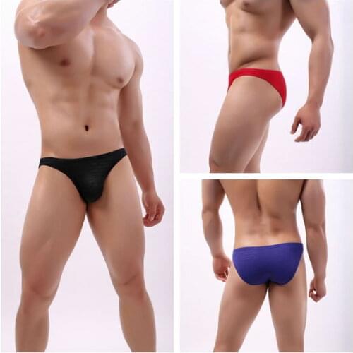 BRAVE PERSON Mens Sexy Underwear Briefs Lace Transparent Lingerie Logo Jacquard Silky Soft Comfortable Underpants B1188