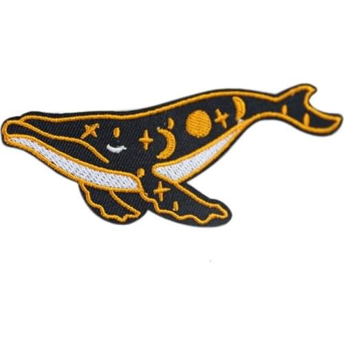 Fine Whale Shark Embroidery Patches for Stripes on the Backpack Stickers on Fabric Iron on Animal Clothes Appliques