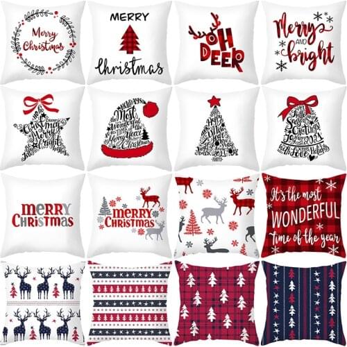Merry Christmas Cushion Cover Pillowcase 45cm 2021 Christmas Decorations for Home Xmas Noel Ornament Home Decor