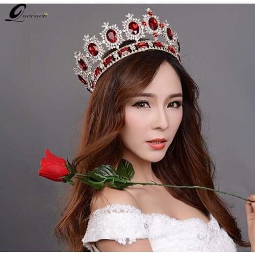 New Arrival Baroque Crown Crystal Vintage Large Crowns Tiara Bridal Hair Jewelry Wedding Hair Accessories Beauty Round Diadem