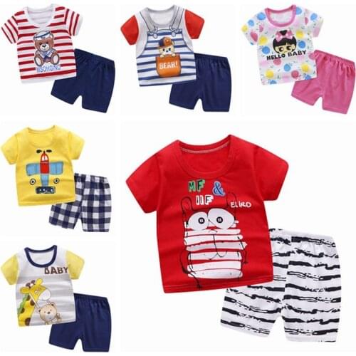 New Toddler Kids Summer Cartoon Bear Clothes Suit Baby Boys Girls T-shirt Tops + Shorts 2pcs Casual Childrens Clothing Sets