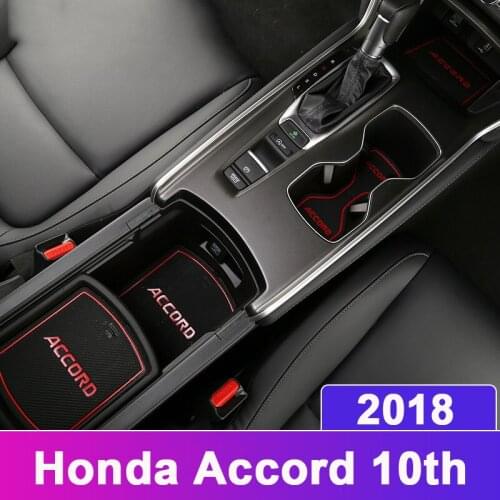 For Honda Accord 10th 2018 Rubber Car Door Groove Mats Gate slot pad Non-slip Cup Pad Armrest Storage Pad Interior Accessories