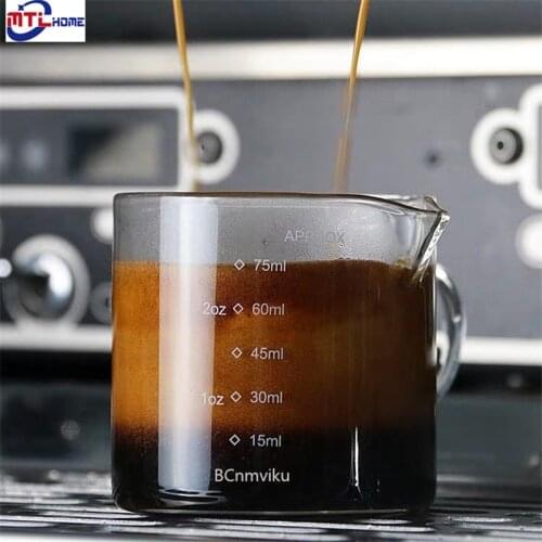75ml Heat Resistant Glass Measuring Cup Jigger for Espresso Coffee Small Milk Coffee Cup Double-mouthed Ounce Cup