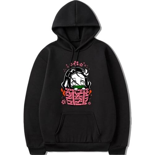 Cute Cartoon Autumn Demon Slayer Kamado Nezuko Print Anime Hoodie Women Harajuku Tops Japanese Streetwear kawaii Graphic Hoodies