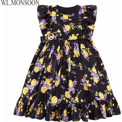 W.L.MONSOON Girls Summer Dress Toddler Clothes 2021 Brand Vestiodo Children Costume Princess Dress Floral Kids Dresses for Girls