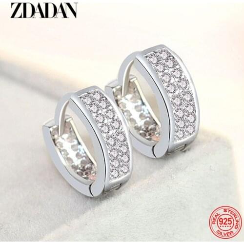 ZDADA 925 Sterling Silver AAA Zircon Small Hoop Earrings For Women Fashion Wedding Party Jewelry Gift Accessories