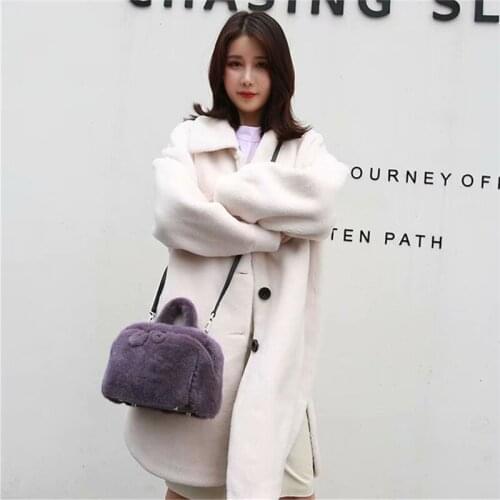 IANLAN Women Solid Full-pelt Mink Fur Handbags Sweet Lady Cute Crossbody Bags / Shoulder Bags IL00534