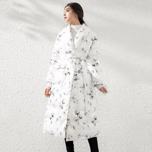 Brand Coat Womens Down Jacket winter 2020 new cotton printing Women down jacket female Parka Lady more v-neck thermal long coat