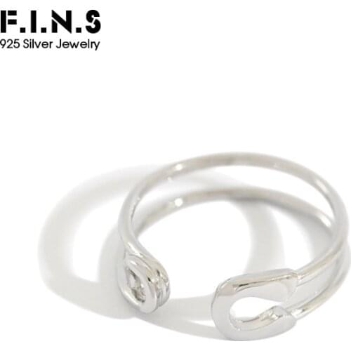 F.I.N.S Simple Double Layered Silver 925 Ring Pin Shaped Sterling Silver Rings for Women Female Costume Fashion Fine Jewelry