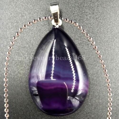 Free Shipping Women Fashion Jewelry Purple Onyx Carnelian Water Drop Necklace With Chain 1pcs C5408
