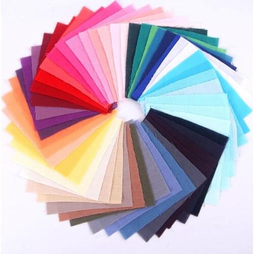 10pcs/set Solid Color Cotton Fabric Printed Cloth DIY Handmade Material Patchwork Plain Weave for Needlework Sewing Home Decor