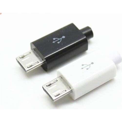 10pcs Micro USB 5Pin Male connector plug Black/White welding Data OTG line interface DIY data cable accessories