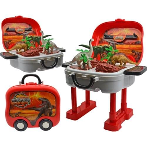 2 In 1 Simulation Dinosaur Garden Toy Sets For Children Funny Portable Pretend Suitcase With Interacting Parent-child Game Toy