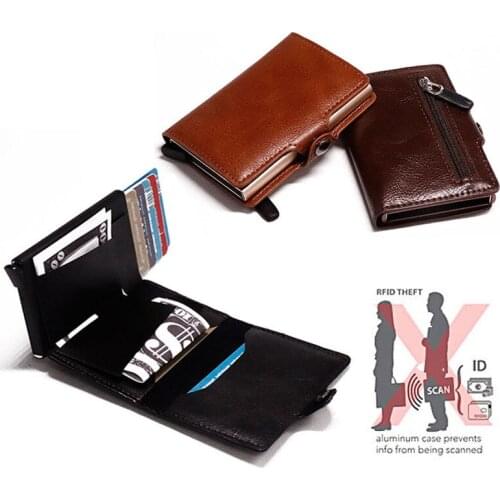 2019 NEW RFID Anti-theft Credit Card Holder Thin ID Card Holder Unisex Automatically Solid Metal Bank Card Wallet Business Mini
