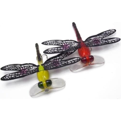 2PK Dragonflies Hard poppers Fishing crankbaits Lure with Transparent Wings