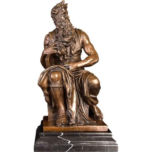 ArtsHom DS-001 Moses Statue Bronze Replica by Michelangelo Famous Western Sculpture Figurine Collectible Art Decor