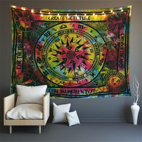 Astrology Tie Dye Tapestry Wall Hanging Stars Sun Totem Room Decor Hippie Witchcraft Tapestry Mandala Carpet Jesus Gobelin Tapiz