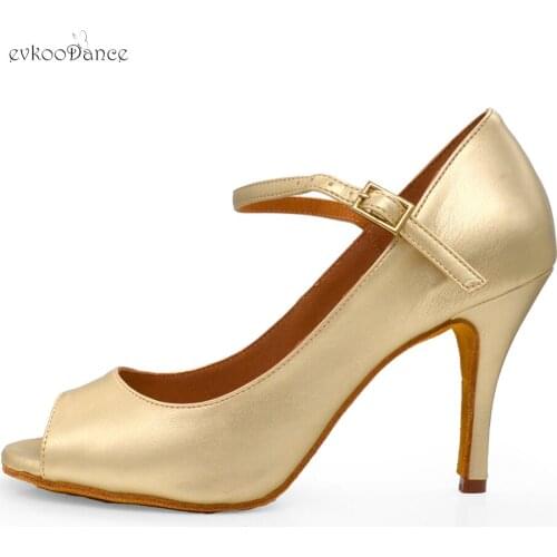 Evkoodance Top Quality Sheepskin 8.5cm High Heel Sexy Latin Shoes Small Open Toe Ladies Tango Shoes Women Ballroom Dance Sheos