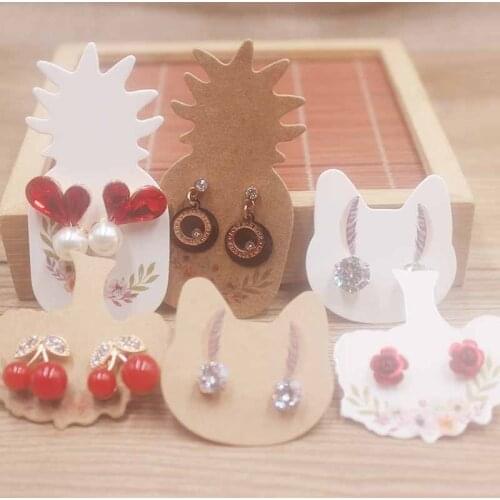 50pcs Pineapple Cat Tree Handmade Hang Tag Card Earrings Necklaces Thank You Display Cardboard Packaging Paper Card for Jewelry