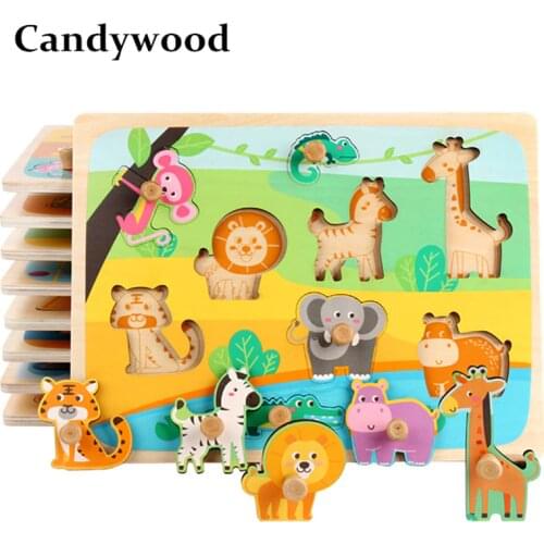 Candywood Baby Childrens Puzzle Jigsaw Animal Traffic Figures Puzzles Hand Scratch Board Enlightenment Early Educational Toy