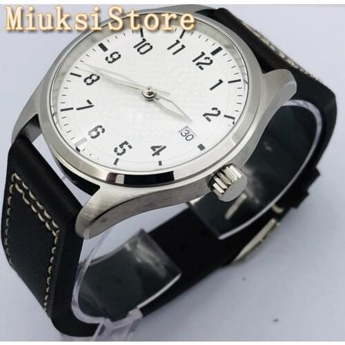 CORGEUT 40mm Mens High Quality Classic Mechanical Watch Silver Case White Sterile Dial 24 Jewels NH35 Movement Automatic Watch