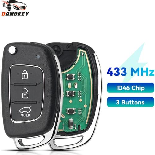 Dandkey Remote Car Key Case 3 Buttons Fob 433Mhz With ID46 Chip TOY40 For Hyundai New IX35 IX25 IX45 Elantra Santa Fe