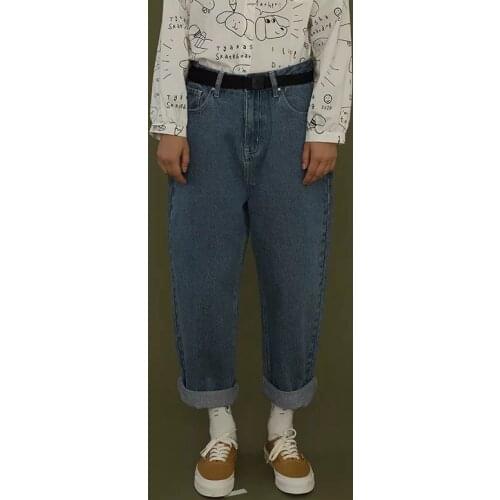 Autumn Winter New Design Woman High Waist Boyfriend Jeans For Women Denim Pants Trouser Cartoon Printed Full Length